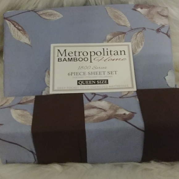 Metropolitan Bamboo Home Other - Metropolitan Bamboo Navy&Coffee Floral Queen Set…